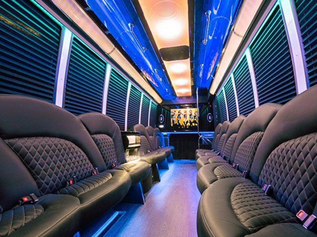 Inside of a Huskey Bus with lights