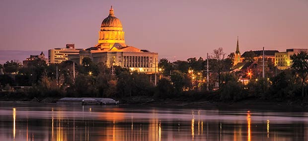 Jefferson City, Missouri Government Building in the Dusk